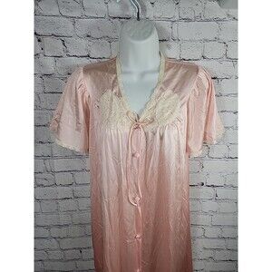 Vintage Collectibles By JCP Nylon Robe Housecoat Pink/Ivory Size Small